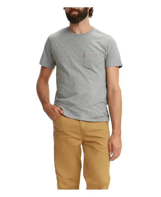 Men's Classic Pocket Short Sleeve Crewneck T-shirt-Chisel Grey Heather - LEVI'S