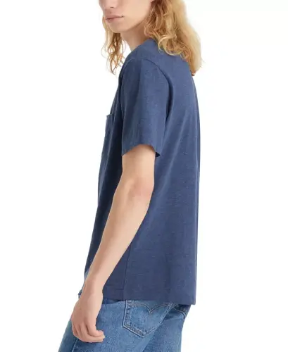 Men's Classic Pocket Short Sleeve Crewneck T-shirt-Dress Blue - 2