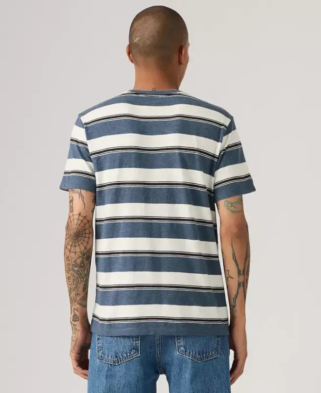 Men's Classic Pocket Short-Sleeve Crewneck T-shirt - Ensign Blue Stripe - 4