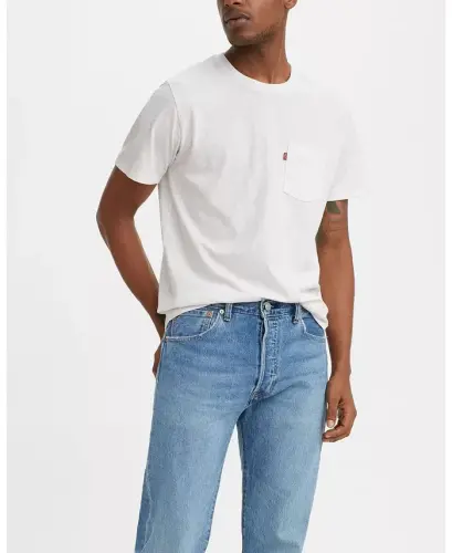 Men's Classic Pocket Short Sleeve Crewneck T-shirt-White + 