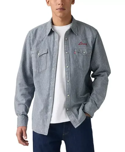 Men's Classic Standard Fit Western Shirt-Roadtrip Stripes 