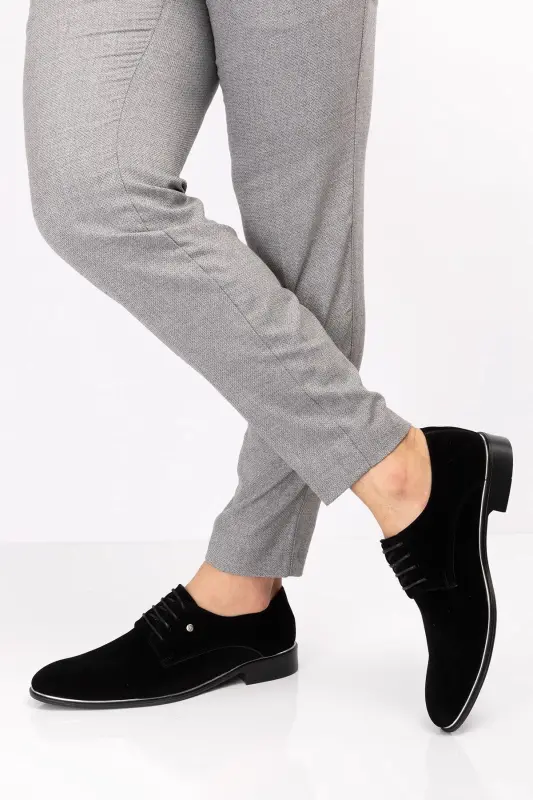 Men's Classic Suit And Groom Patent Leather Matte Suede Shoes-Black Suede - 1