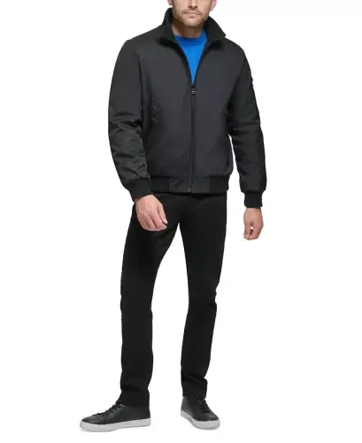Men's Classic Zip-Front Ripstop Bomber Jacket-Black - 5