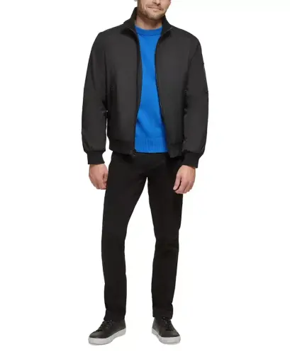Men's Classic Zip-Front Ripstop Bomber Jacket-Black - 6