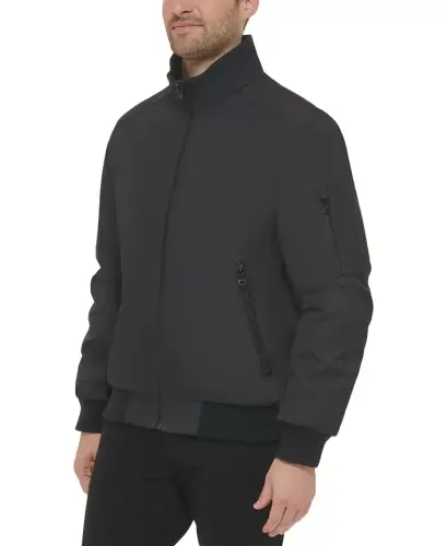 Men's Classic Zip-Front Ripstop Bomber Jacket-Black - 7