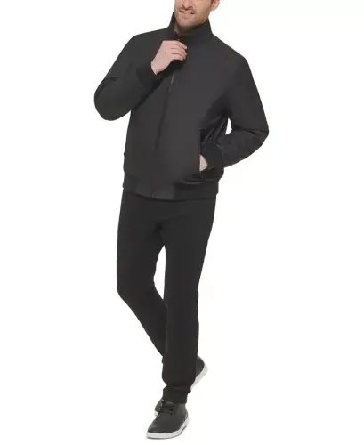Men's Classic Zip-Front Ripstop Bomber Jacket-Black - 8