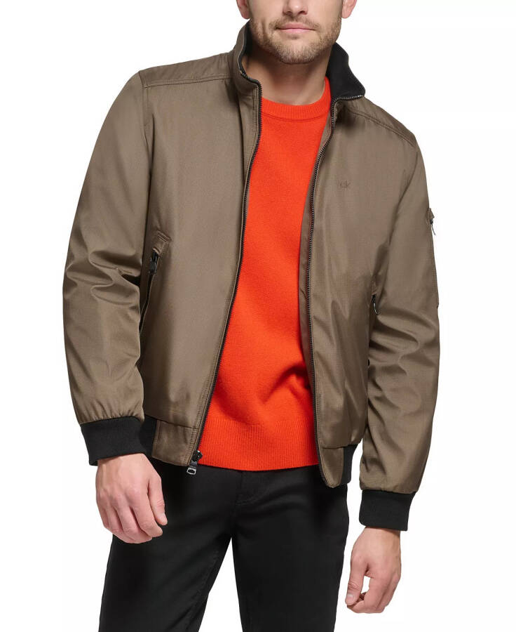 Men's Classic Zip-Front Ripstop Bomber Jacket Dark Tan - 1