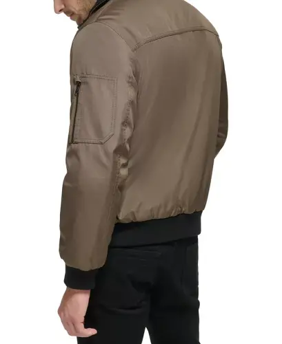 Men's Classic Zip-Front Ripstop Bomber Jacket - Dark Tan - CALVIN KLEIN (1)