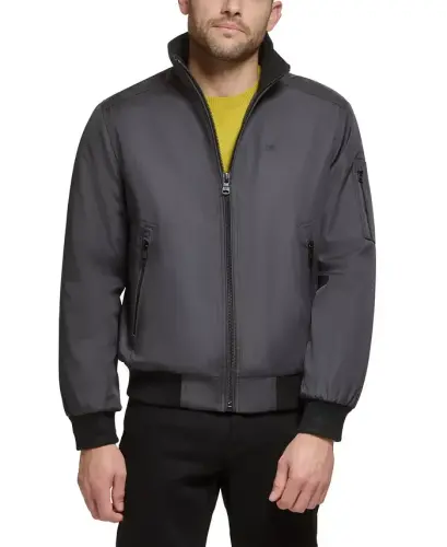 Men's Classic Zip-Front Ripstop Bomber Jacket-Iron 