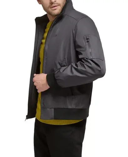 Men's Classic Zip-Front Ripstop Bomber Jacket-Iron - 4