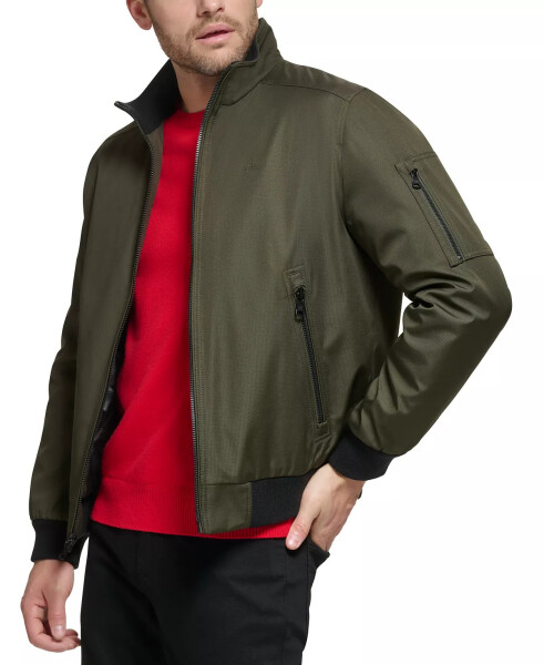 Men's Classic Zip-Front Ripstop Bomber Jacket Olive - 3