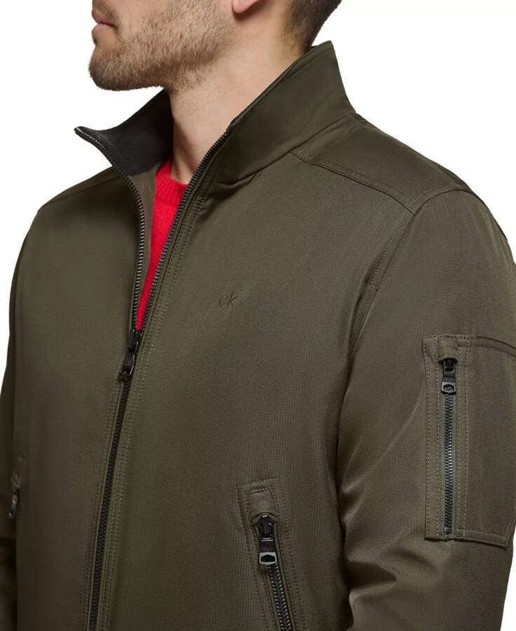 Men's Classic Zip-Front Ripstop Bomber Jacket Olive - 4