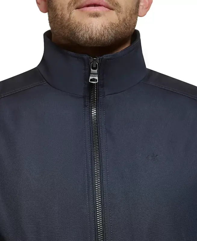 Men's Classic Zip-Front Ripstop Bomber Jacket-True Navy - 4