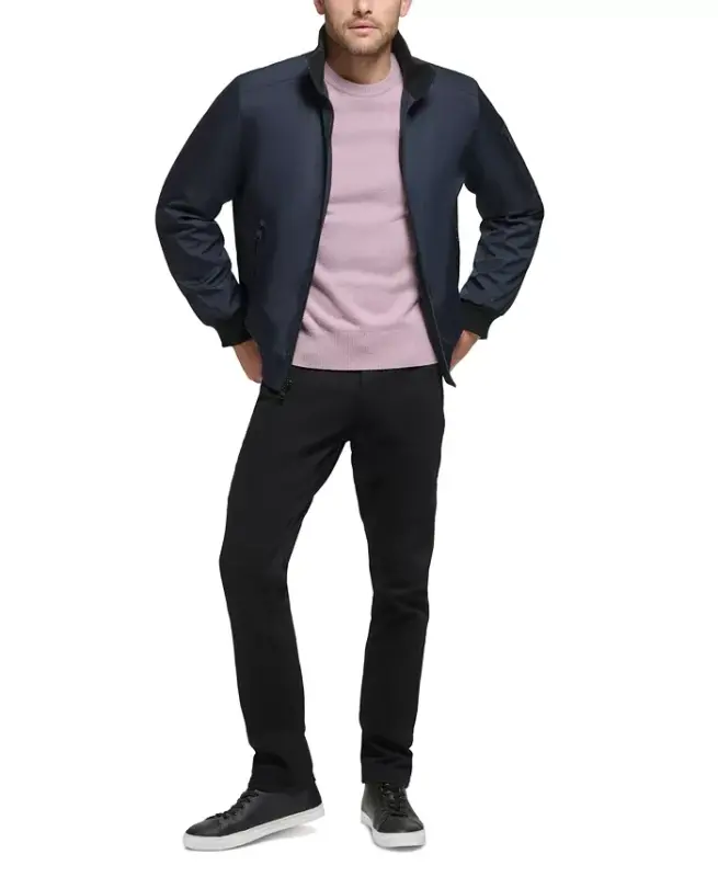 Men's Classic Zip-Front Ripstop Bomber Jacket-True Navy - 6