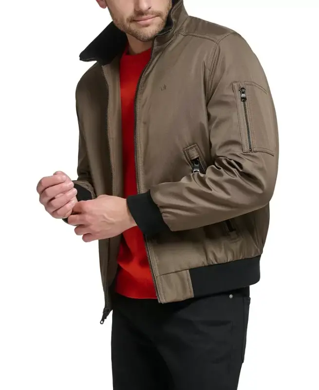 Men's Classic Zip-Front Ripstop Bomber Kurtka-To'q jigarrang - 4