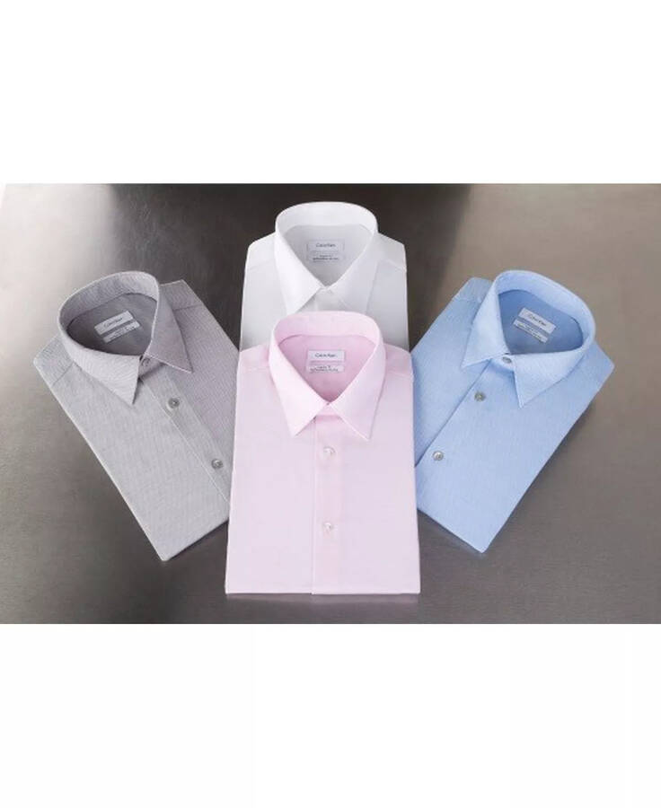 Men's Classic/Regular Non-Iron Stretch Performance Dress Shirt Ash - 8