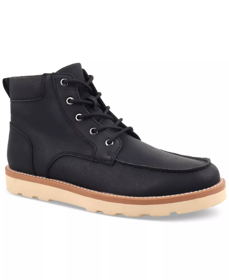 Men's Clifton Lace-Up Moc-Toe Boots, Created for Modazone Black - 4