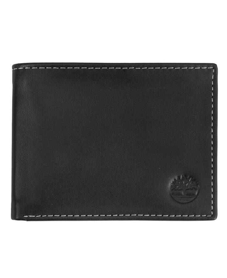 Men's Cloudy Passcase Leather Wallet Black - 1