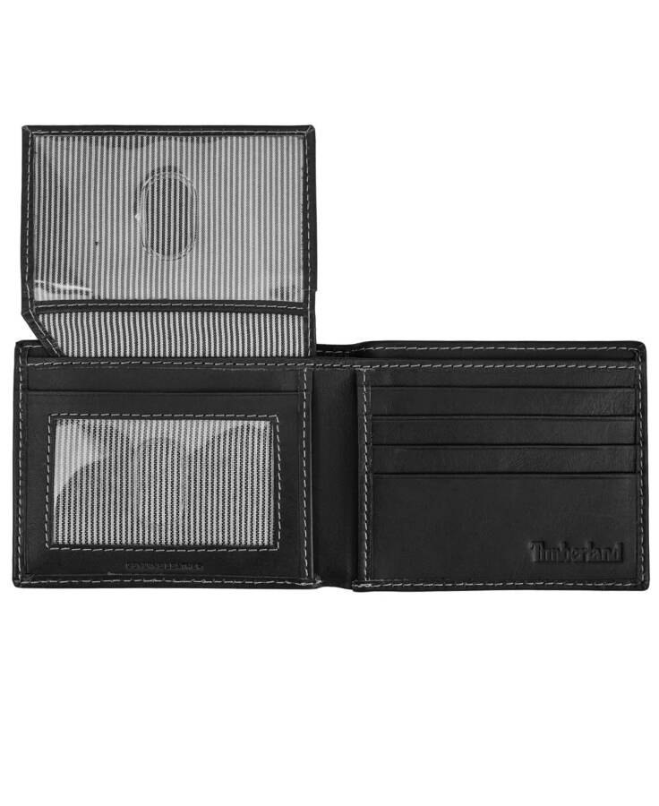 Men's Cloudy Passcase Leather Wallet Black - 4