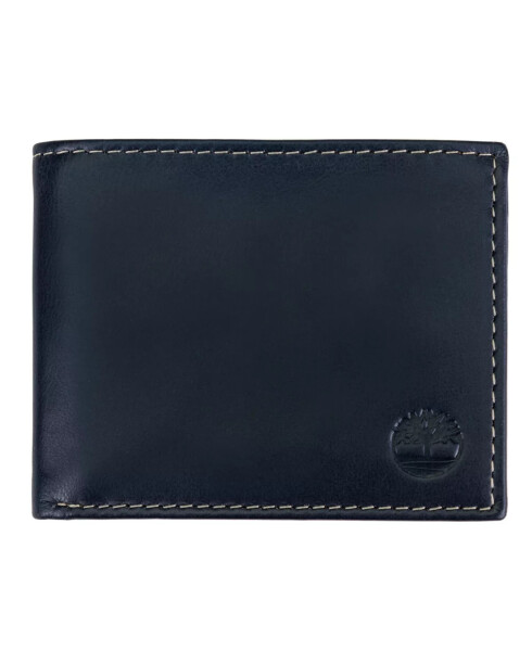 Men's Cloudy Passcase Leather Wallet Navy Blue - 1