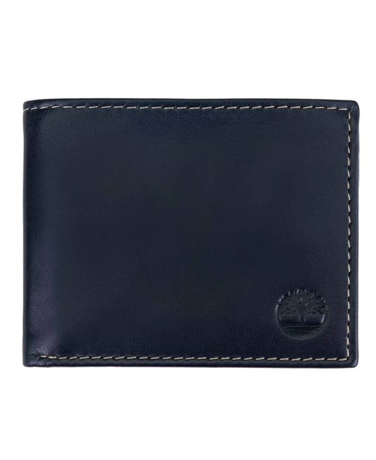 Men's Cloudy Passcase Leather Wallet Navy Blue - 1