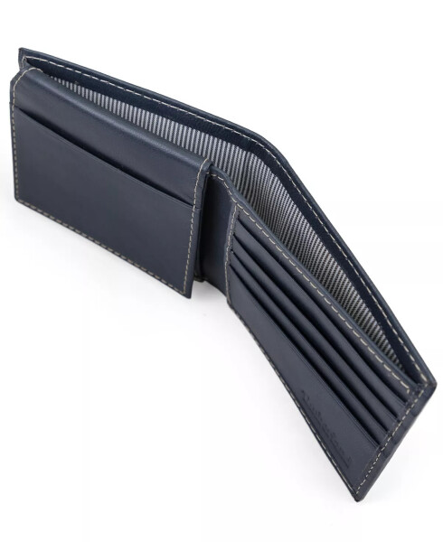 Men's Cloudy Passcase Leather Wallet Navy Blue - 4