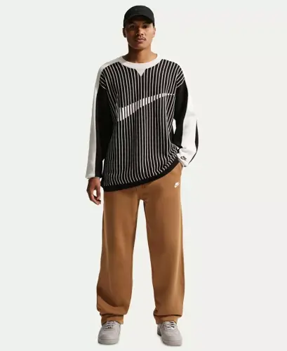 Men's Club Brushed Fleece Open Hem Pants - Ale Brown/White - 4