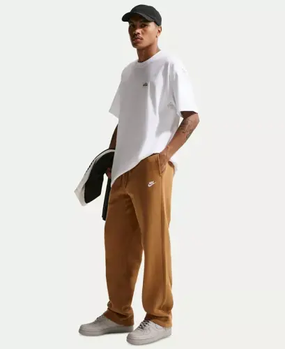 Men's Club Brushed Fleece Open Hem Pants - Ale Brown/White - NIKE (1)
