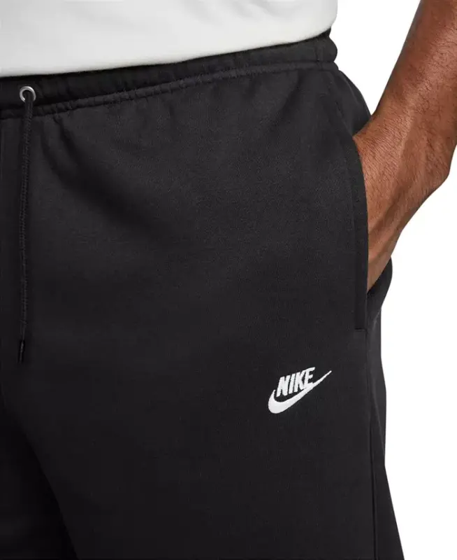 Men's Club Brushed Fleece Open Hem Pants-Black/black/white - 2
