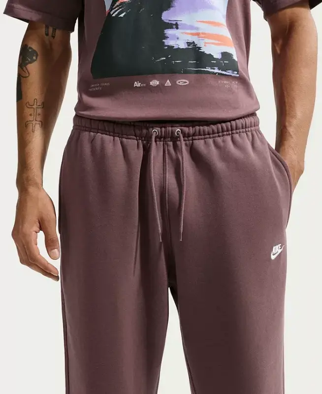 Men's Club Brushed Fleece Open Hem Pants - Dark team red - 8