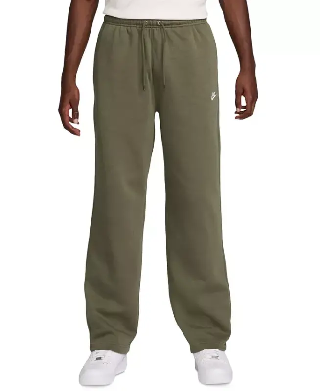 Men's Club Brushed Fleece Open Hem Pants - Medium Olive - NIKE