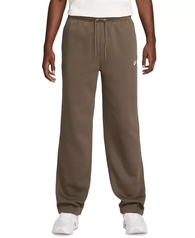 Men's Club Brushed Fleece Open Hem Pants - Mosswood Brown - NIKE