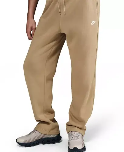 Men's Club Brushed Fleece Open Hem Pants - Parachute Beige/White - NIKE (1)