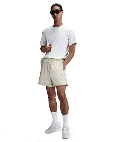 Men's Club Flow Relaxed-Fit Drawstring Shorts - Khaki/White 
