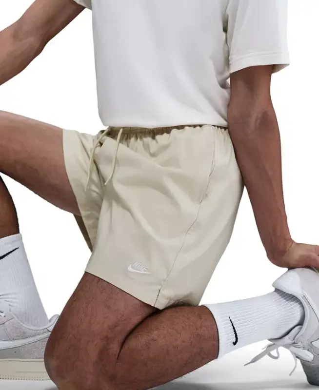 Men's Club Flow Relaxed-Fit Drawstring Shorts - Khaki/White - 3