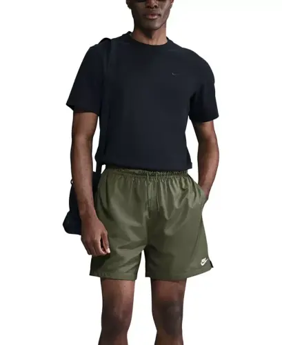 Men's Club Flow Relaxed-Fit Drawstring Shorts - Medium Olive/White 