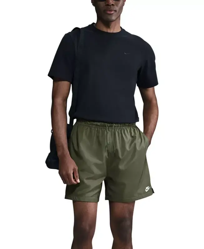 Men's Club Flow Relaxed-Fit Drawstring Shorts - Medium Olive/White - 1
