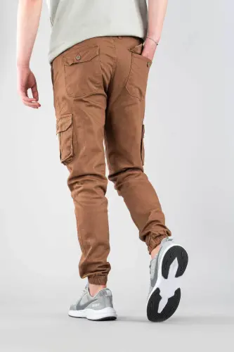 Men's Coffee Pants Cargo Slim Fit-COFFEE - 7