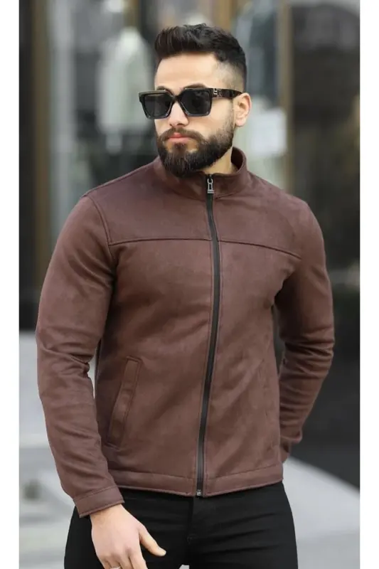 Men's Coffee Seasoned Suede Jacket-Coffee - 3