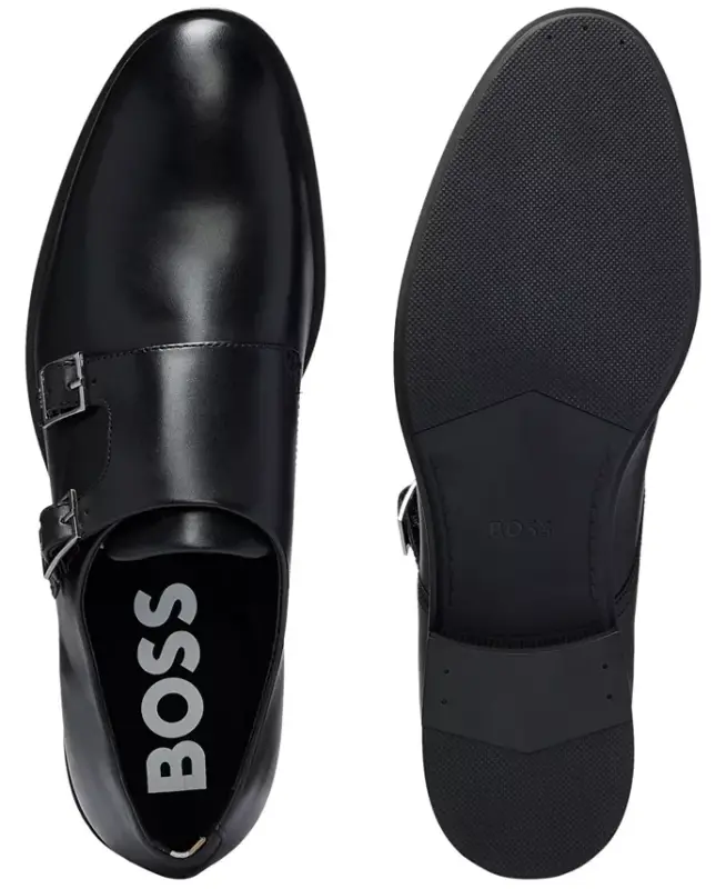 Men's Colby Double-Buckle Monk Strap Dress Shoes-Black - 5