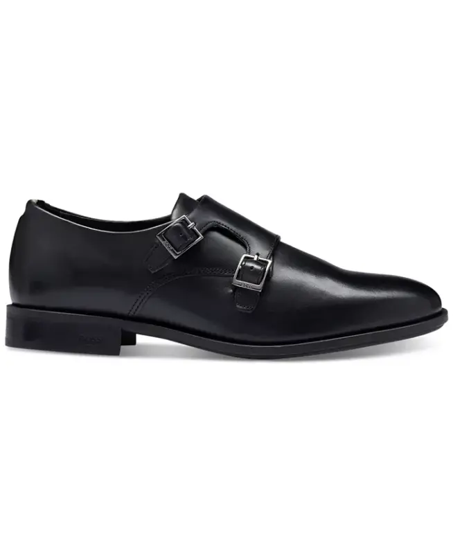 Men's Colby Double-Buckle Monk Strap Dress Shoes-Black - 3