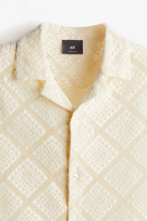 Men's collared shirt, regular fit with a crocheted look. - 7