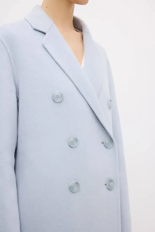 Men's Collared Wool Blend Coat - 3