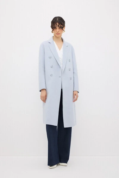 Men's Collared Wool Blend Coat - 4