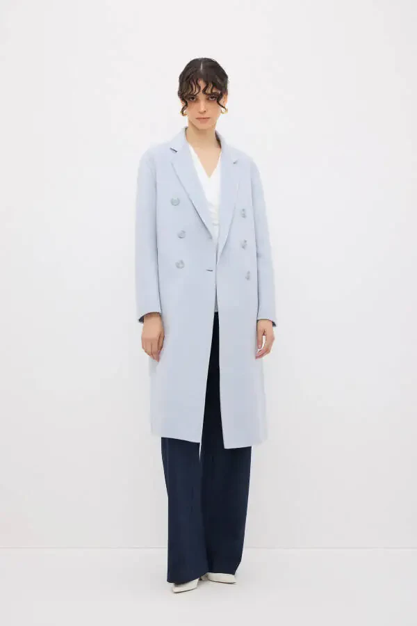 Men's Collared Wool Blend Coat - 4