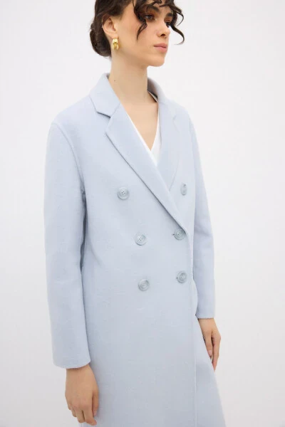 Men's Collared Wool Blend Coat - 5