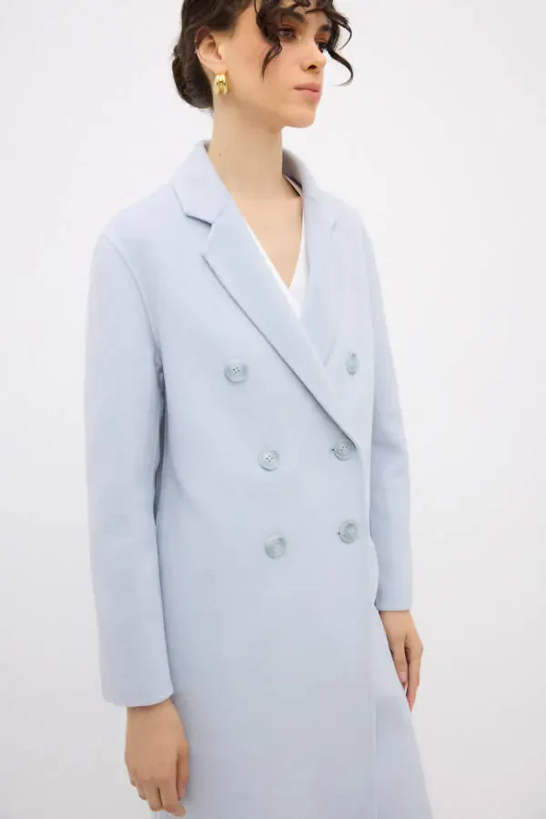 Men's Collared Wool Blend Coat - 5