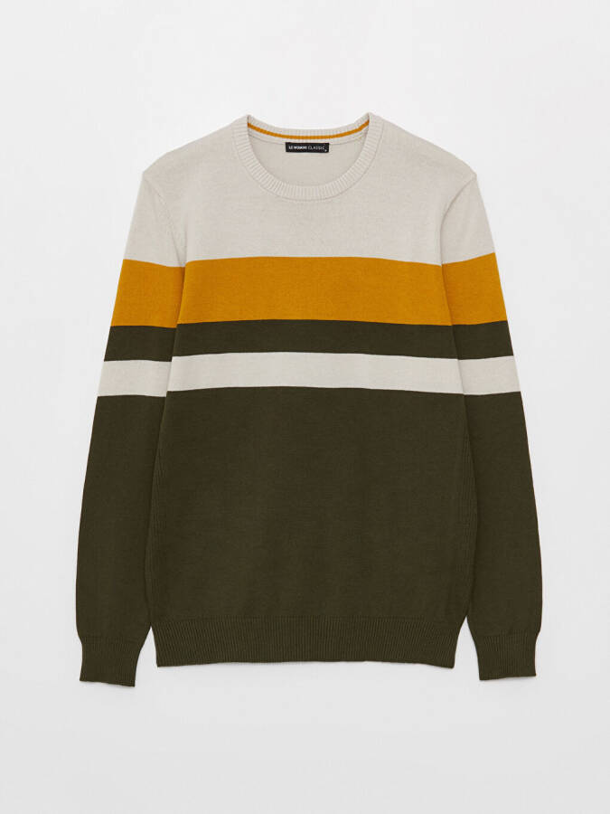 Men's Color Block Long Sleeve Crew Neck Knit Sweater - 13