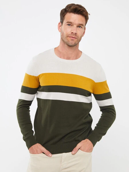 Men's Color Block Long Sleeve Crew Neck Knit Sweater - LC WAIKIKI (1)