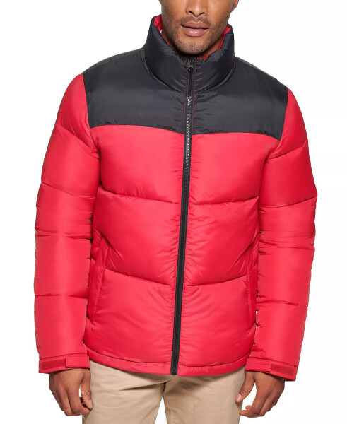 Men's Colorblocked Quilted Full-Zip Puffer Jacket, Created for Modazone Red - 1